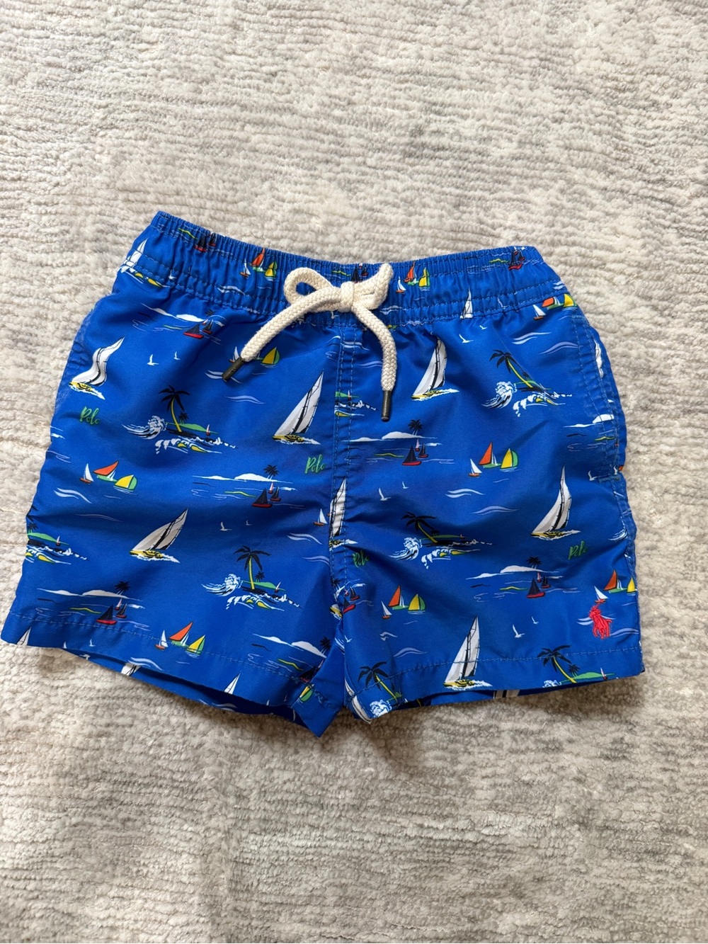 Ralph Lauren Blue Kids Sailboat Swim Trunks